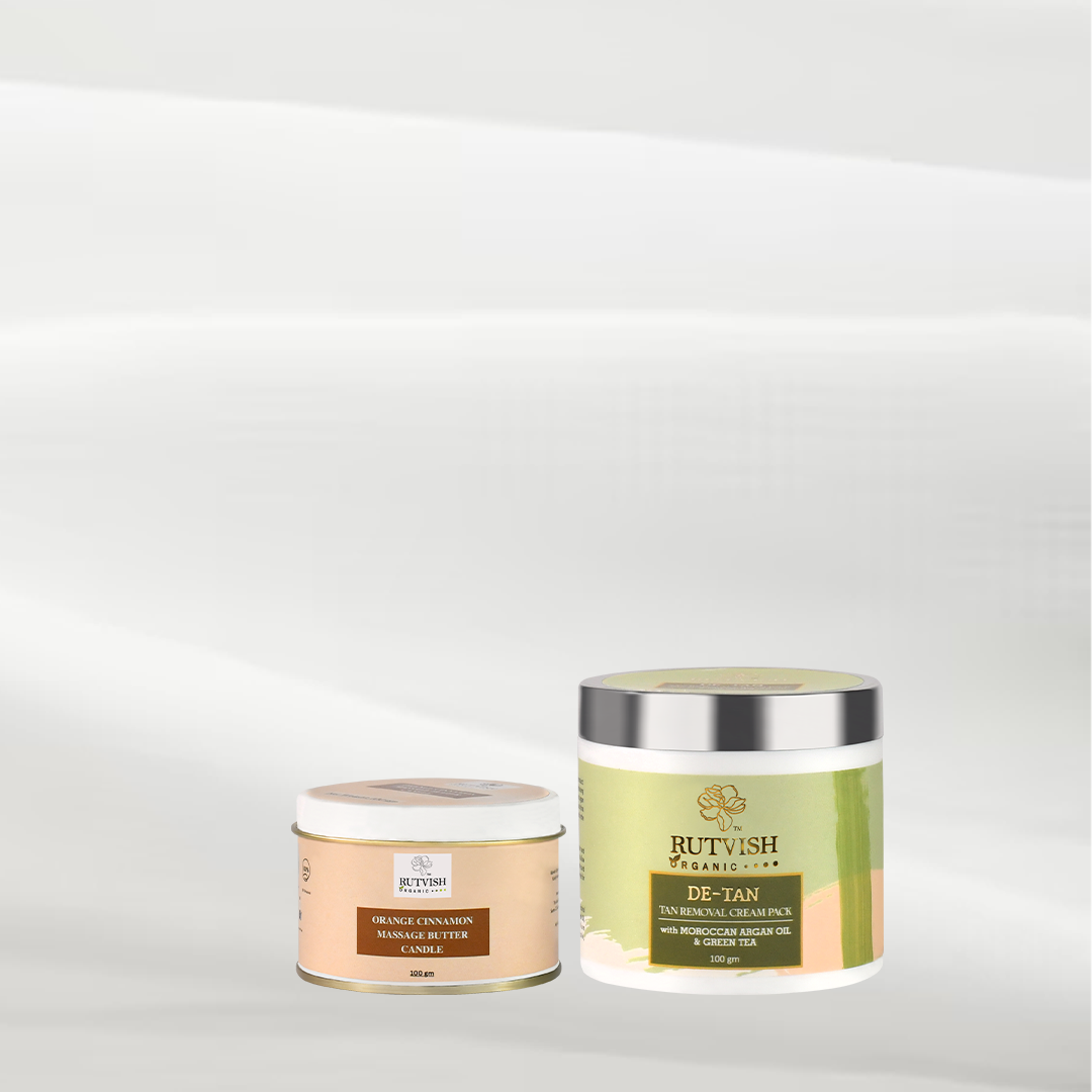 Rutvish Organic De-Stress Combo 2 (De-tan +  Massage Butter Candle) Rutvish Organic